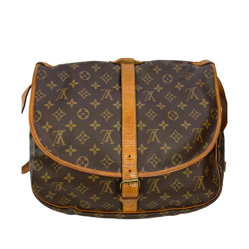 Louis Vuitton Saumur 35 Monogram Crossbody Saddle Bag Vintage France